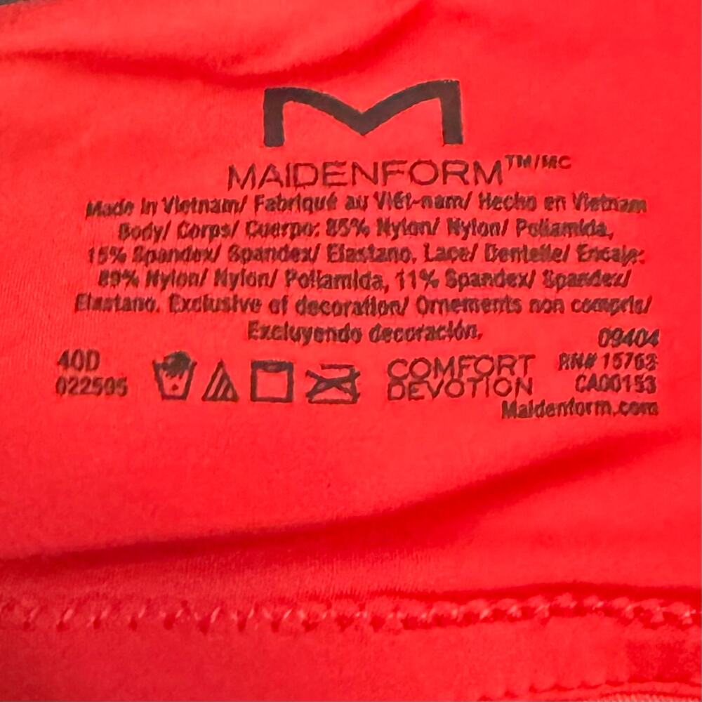 Maidenform Red Lace Comfort Devotion T-Shirt Underwire Bra NEW 40D - Picture 3 of 4